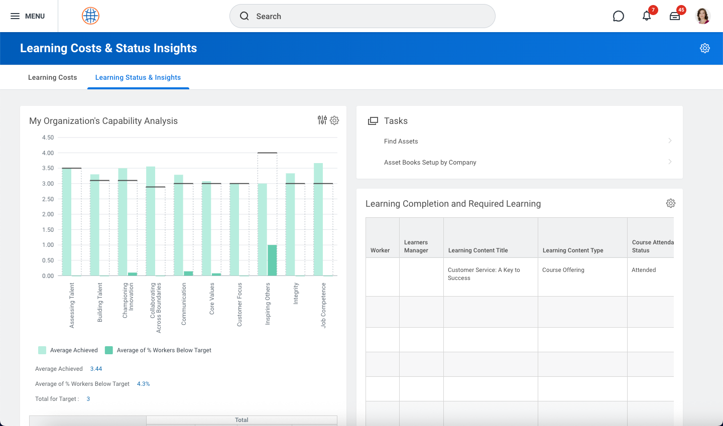 screenshot of Workday Learning